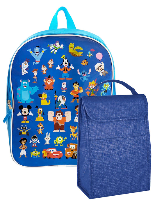 Disney 100 Backpack 15" D100 Woody w/ Insulated Lunch Bag School Set Blue