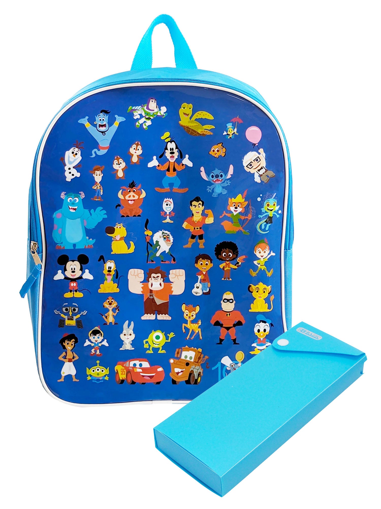 Disney 100 School Backpack 15" Blue Mickey D100 & Pencil Case Set Boys Blue