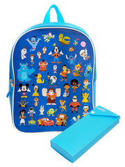 Disney 100 School Backpack 15" Blue Mickey D100 & Pencil Case Set Boys Blue