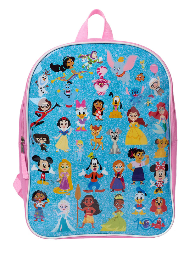 Disney 100 Backpack Pink 15" Minnie Mouse Moana Luisa Tiana Girls Kids Pink D100