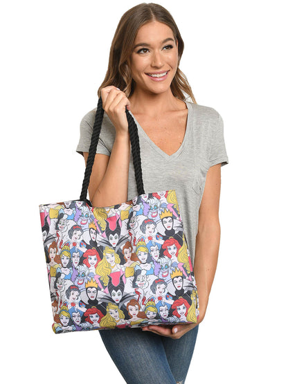 Disney Princesses & Villains Tote Bag Travel Beach Carry-on All-over Print