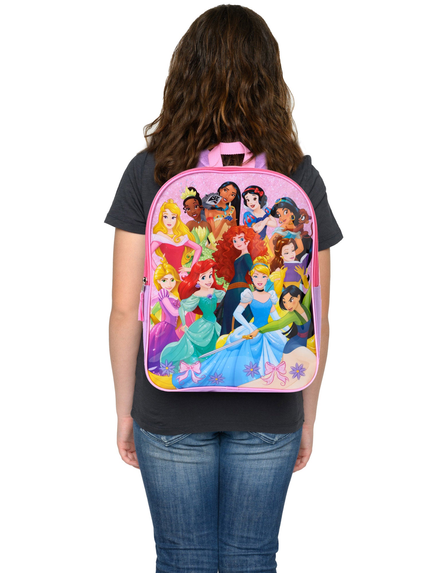 Disney Princesses Backpack 15" Mulan Ariel Belle & Pencil Case Set
