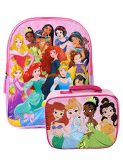 Disney Princess Backpack and Insulated Lunch Bag Set Tiana Ariel Girls Pink