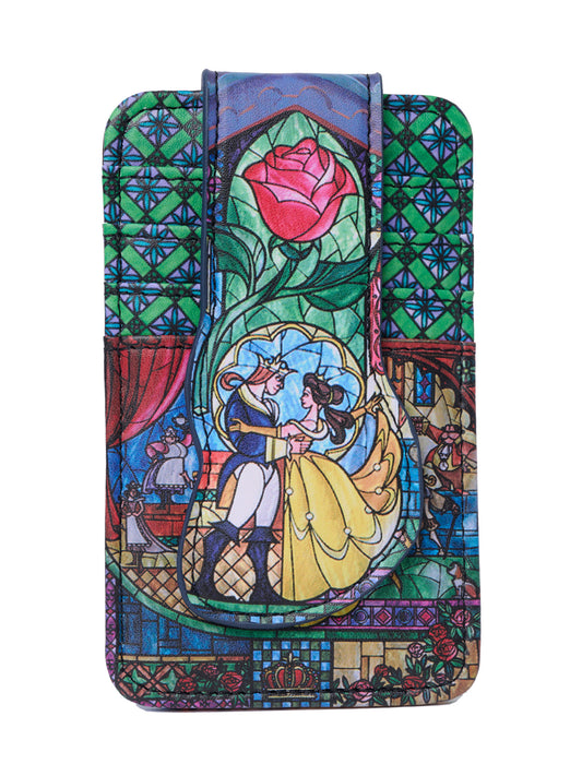 Womens Disney Beauty and the Beast Bell Card Holder Wallet Button Snap Closure