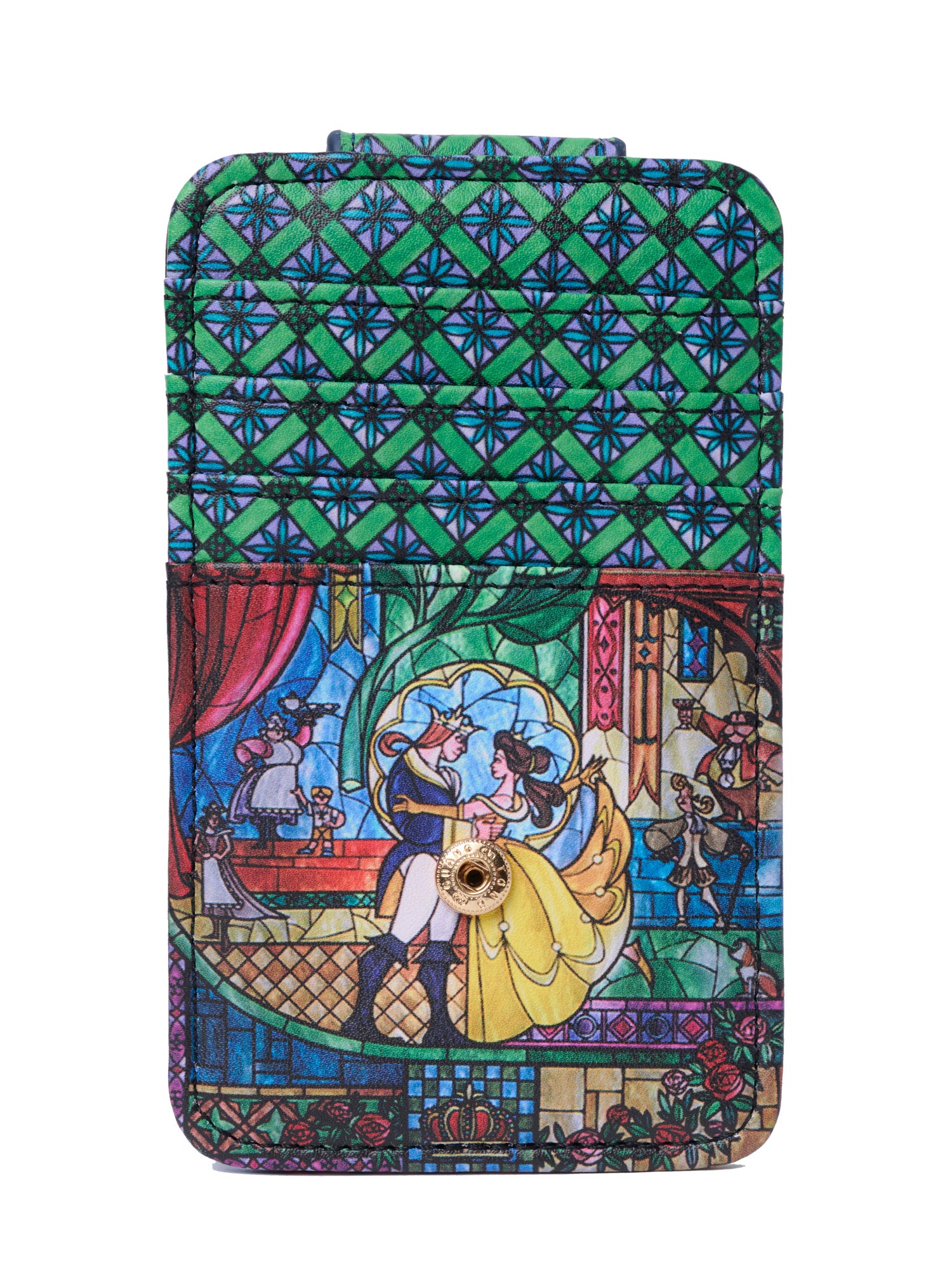 Womens Disney Beauty and the Beast Bell Card Holder Wallet Button Snap Closure