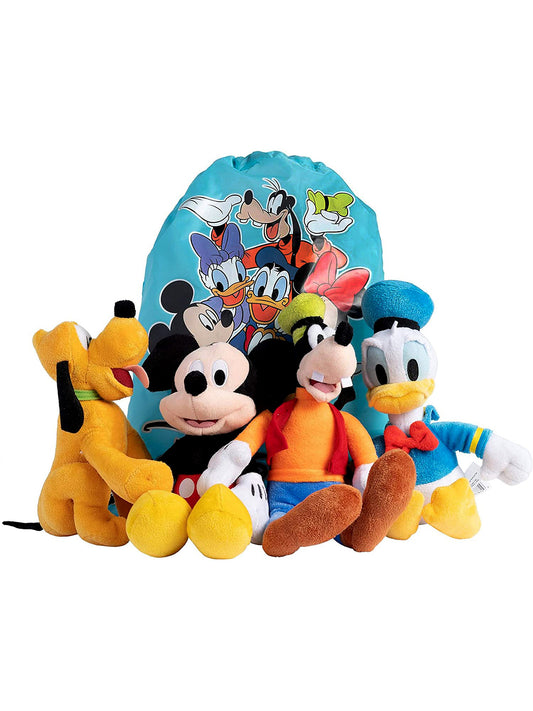 Disney Plush Set - Mickey Mouse, Pluto, Donald Duck, Goofy with Sling Bag 5Pcs