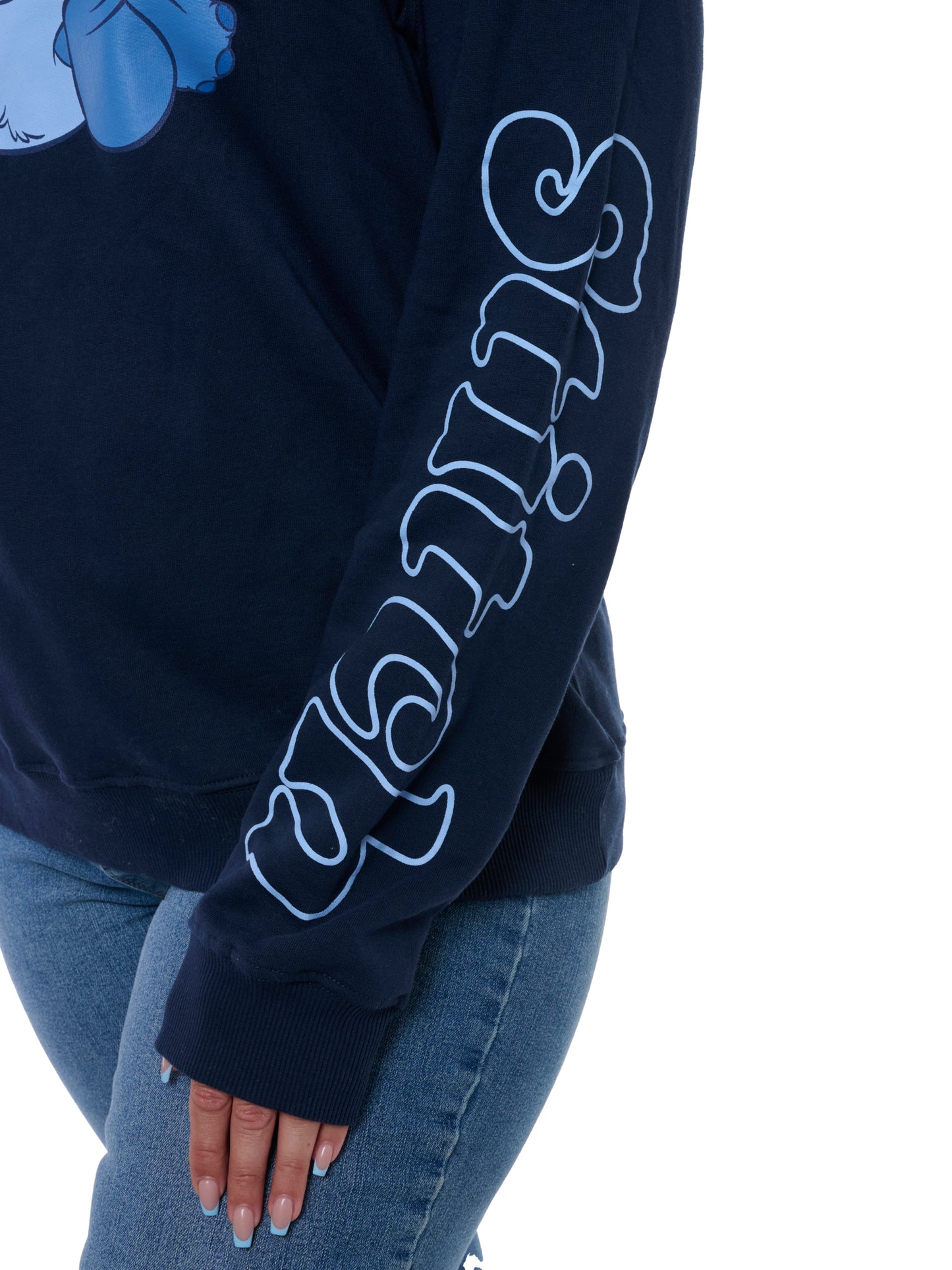 Disney Stitch Women's Pullover Crewneck Sweatshirt Stitch Graphic Print Pull On