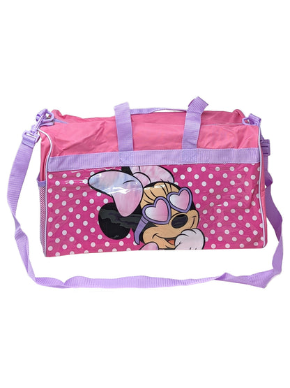 Disney Minnie Mouse Duffel Bag Carry-On w/ 18" Drawstring Cinch Sling Bag Set