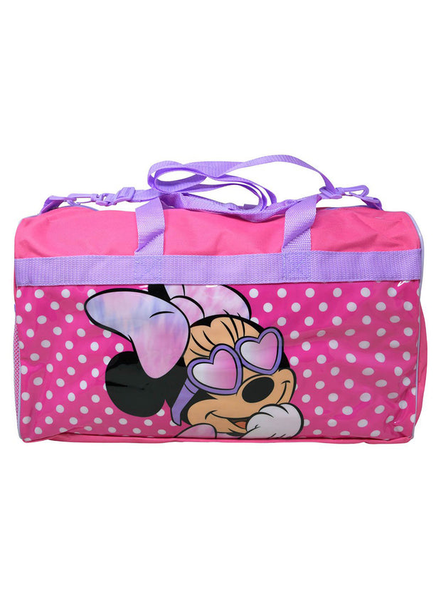 Disney Minnie Mouse Duffel Bag Carry-On & Zipper Travel Accessories Pouch Set