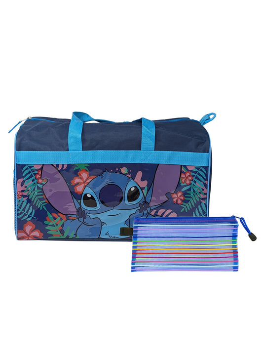 Stitch Duffel Bag 17" Detachable Shoulder Strap & Zipper Mesh Accessories Pouch