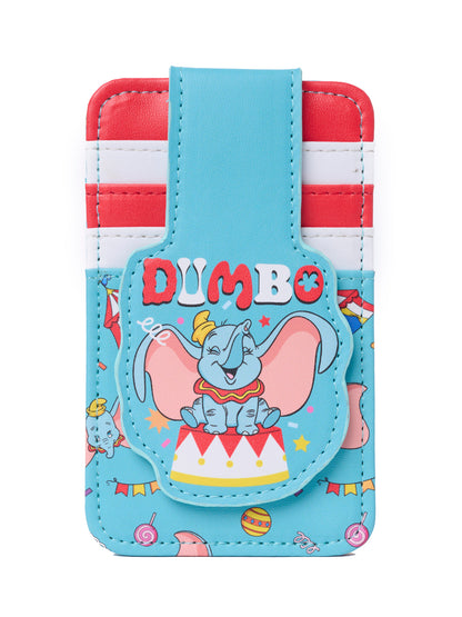 Disney Dumbo Snap Card Holder Wallet Circus Striped Faux Leather Blue Red
