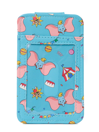 Disney Dumbo Snap Card Holder Wallet Circus Striped Faux Leather Blue Red