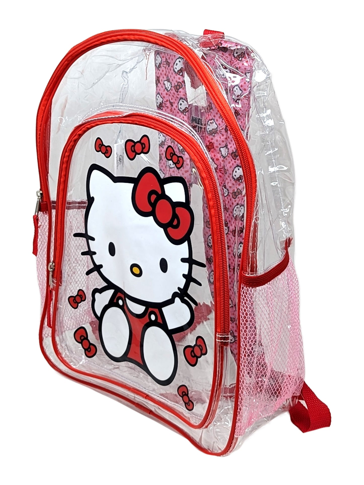 Hello Kitty Transparent Backpack Clear 16" Sanrio Girls Bows