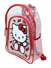 Hello Kitty Transparent Backpack Clear 16" Sanrio Girls Bows