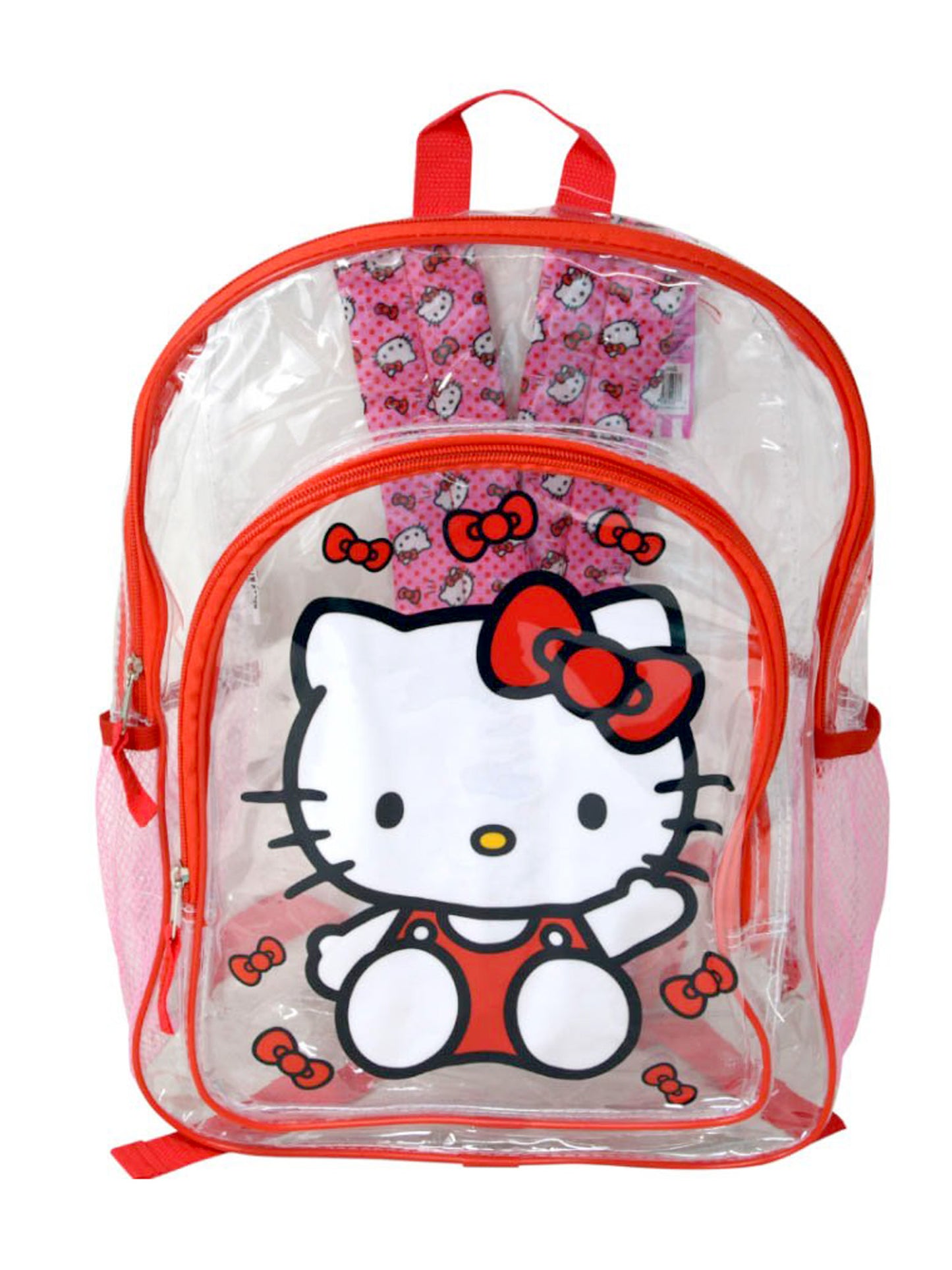 Hello Kitty Transparent Backpack Clear 16" Sanrio Girls Bows