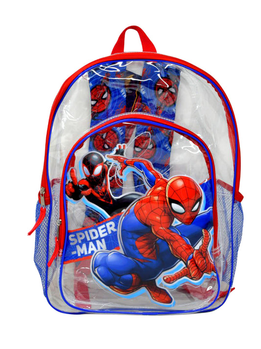 Spider-Man Backpack Clear Transparent 16" Miles Morales Marvel Boys Kids