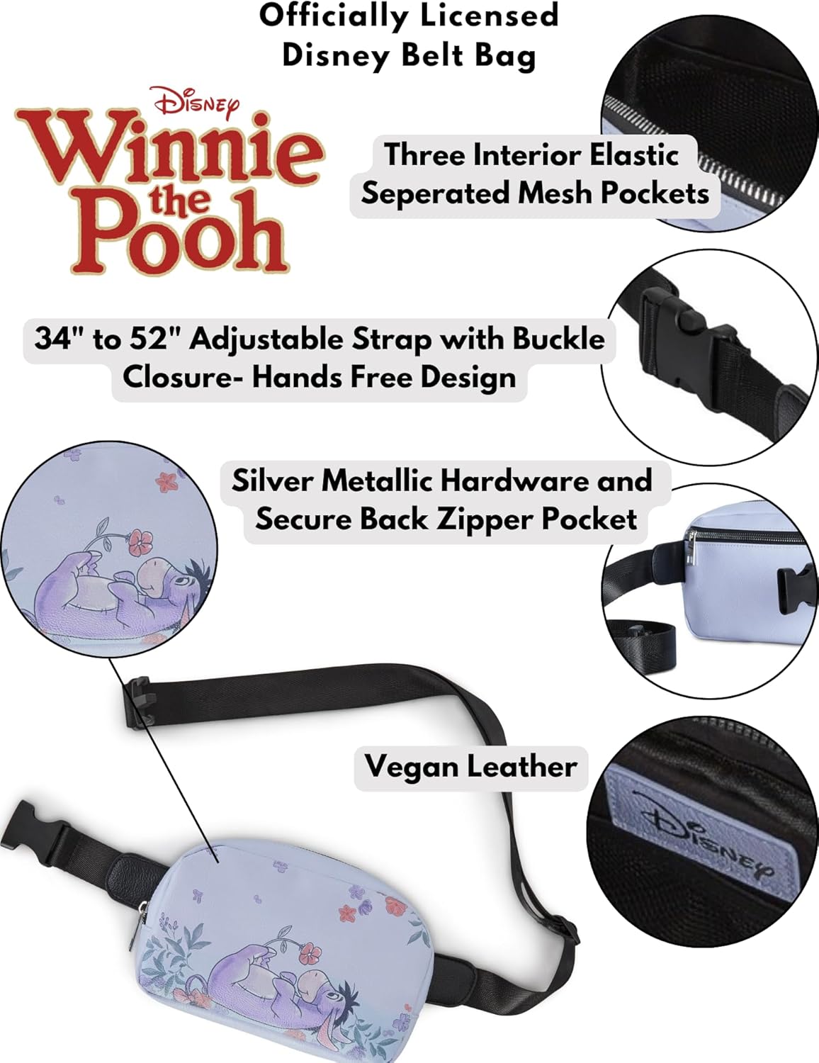 Disney Winnie the Pooh Eeyore Belt Bag Crossbody Fanny Pack Waist Bag Women