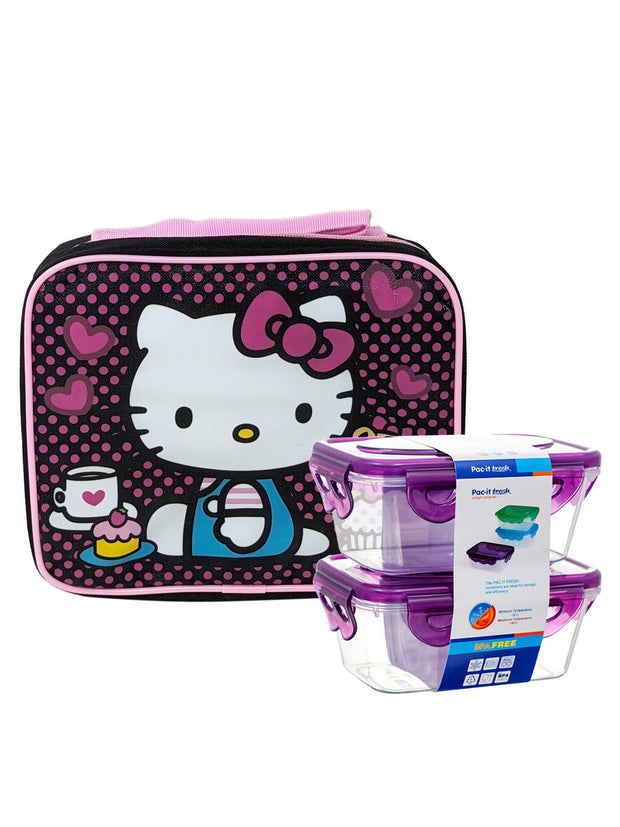 Hello Kitty & Tiny Chum Insulated Lunch Bag w/ 2-Piece Snack Food Container Set