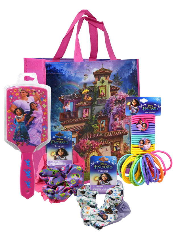 Disney Encanto Tote Bag w/ Girls Hair Brush Elastic Ponies Ties Scrunchies Set