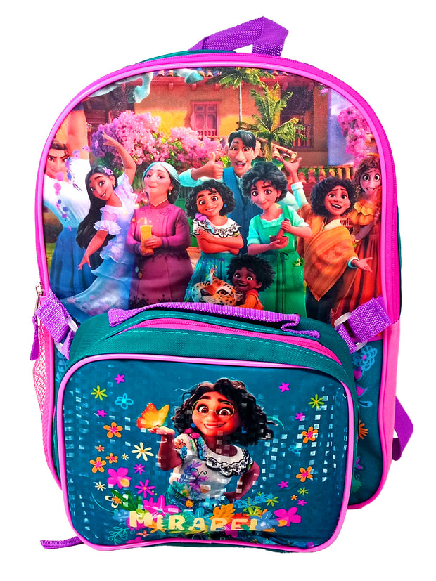 Disney Encanto Backpack, Insulated Lunch Bag & 3D Stickers Girls School Set