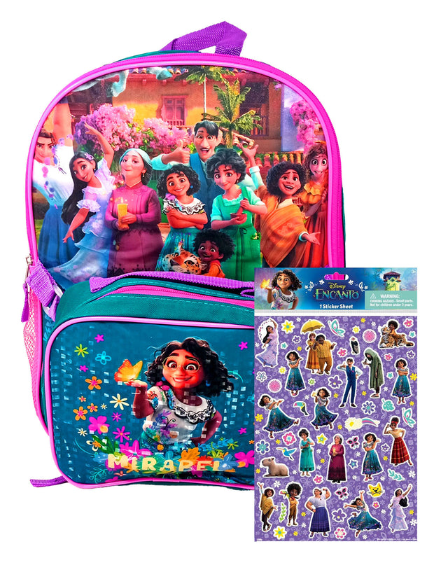 Disney Encanto Backpack, Insulated Lunch Bag & 3D Stickers Girls School Set