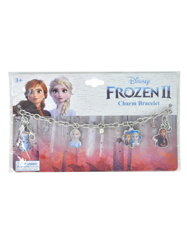 Frozen Backpack 16" Disney Snowflakes w/ Anna Elsa Olaf Charm Bracelet Set