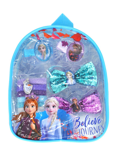 Frozen Hair Accessory Mini Backpack (10-Pcs) & (8-CT) Anna Elsa Hair Ties Set