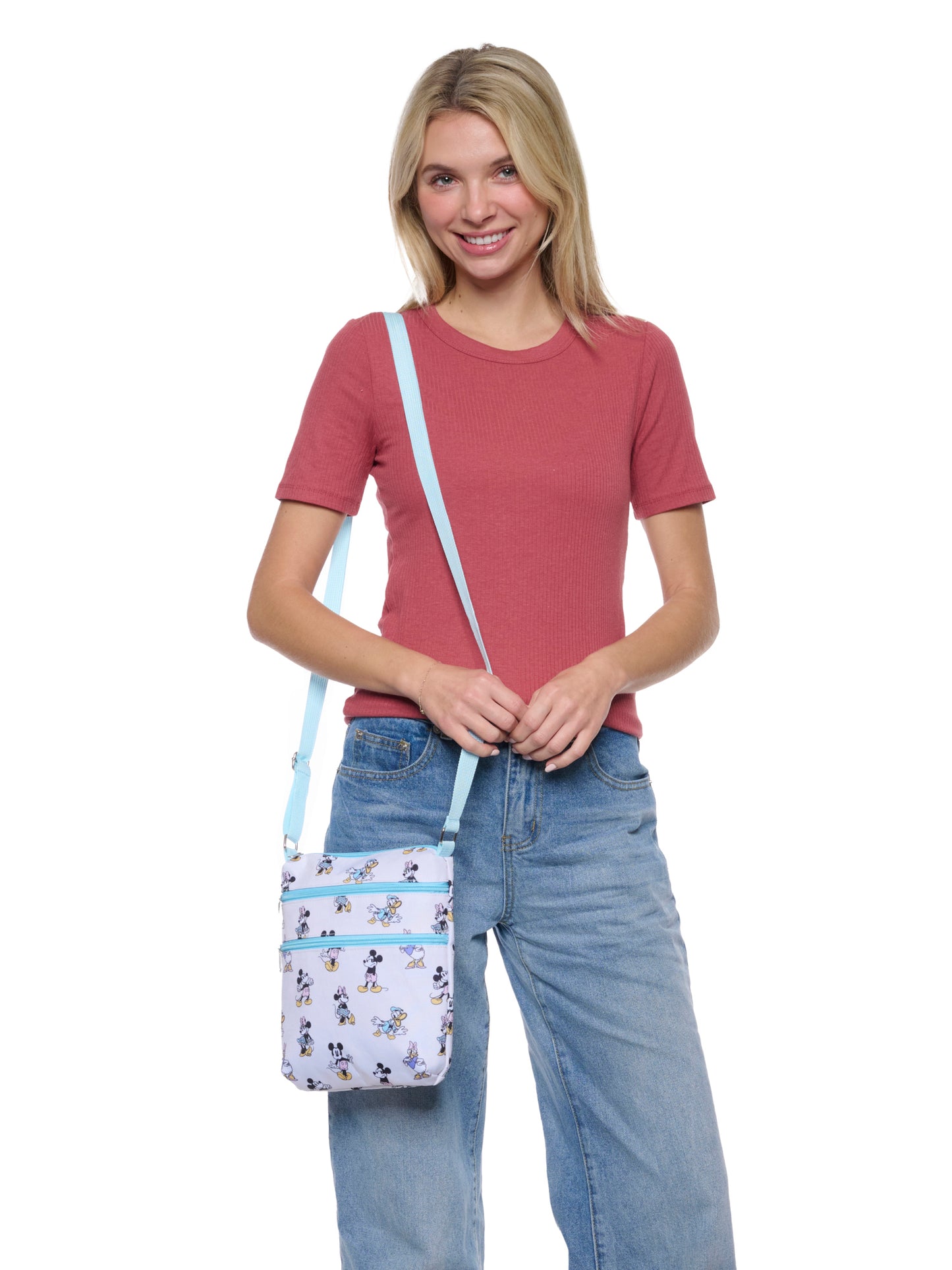 Disney Mickey Mouse Pastel Crossbody Bag Faux Leather Travel Mini Purse Women