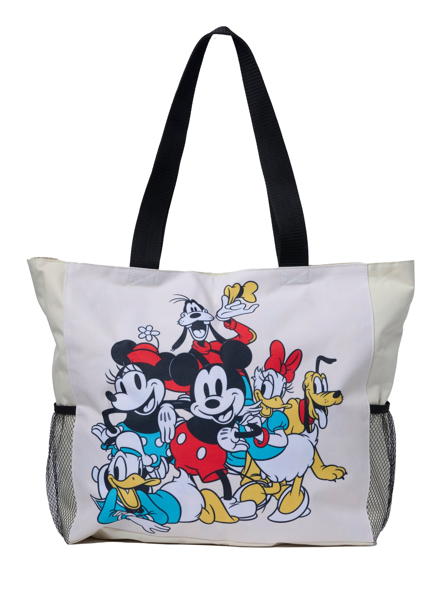 Disney Mickey & Friends Women's Zippered Beach Travel Tote with Bottle Pockets