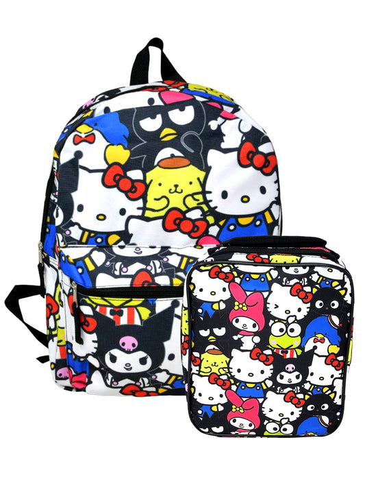 Hello Kitty Backpack 16" Sanrio Keroppi & Insulated Lunch Bag School Set
