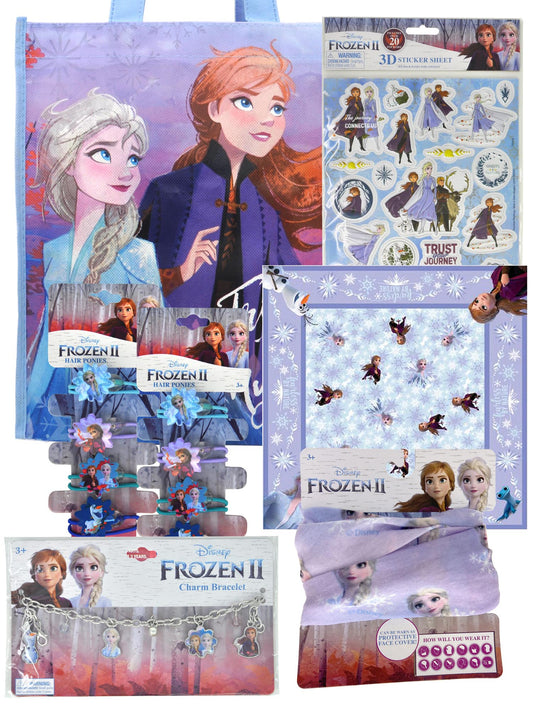 Disney 14PC Frozen Elsa Anna Bandana Hair Ties Brush Bracelet Stickers w/ Tote Bag