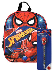 Spider-Man Backpack 11" Web Slinger w/ Boys Amazing Spider-Man Topper Pen Set