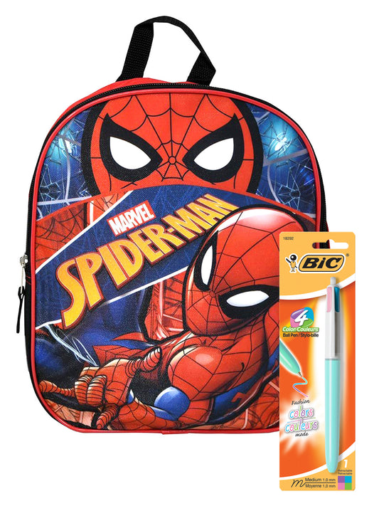 Marvel Spider-Man Mini Backpack 11" Boys & Retractable 4-Color Ballpoint Pen