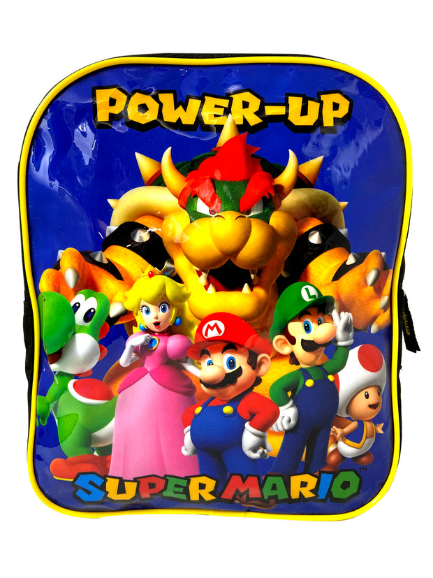 Mario Bros Backpack Toddler 11" Nintendo Boys Luigi Yoshi Peach Bowser Toad Blue
