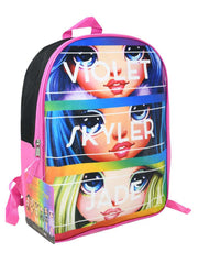 Girls Rainbow High Backpack 16" Violet Skyler Jade w/ Sliding Pencil Case Set