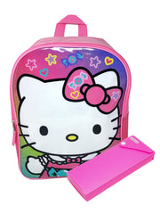 Hello Kitty Girls School Backpack 15" Sanrio Cat Pink w/ Pencil Case 2PC Set