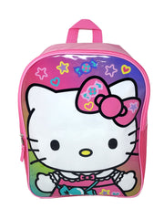Hello Kitty Backpack 15" Sanrio Candies Bows Cat Pink Flat Front