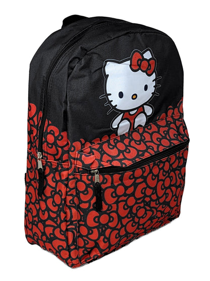 Sanrio Hello Backpack Black & Red w/ Sliding Pencil Case School Set