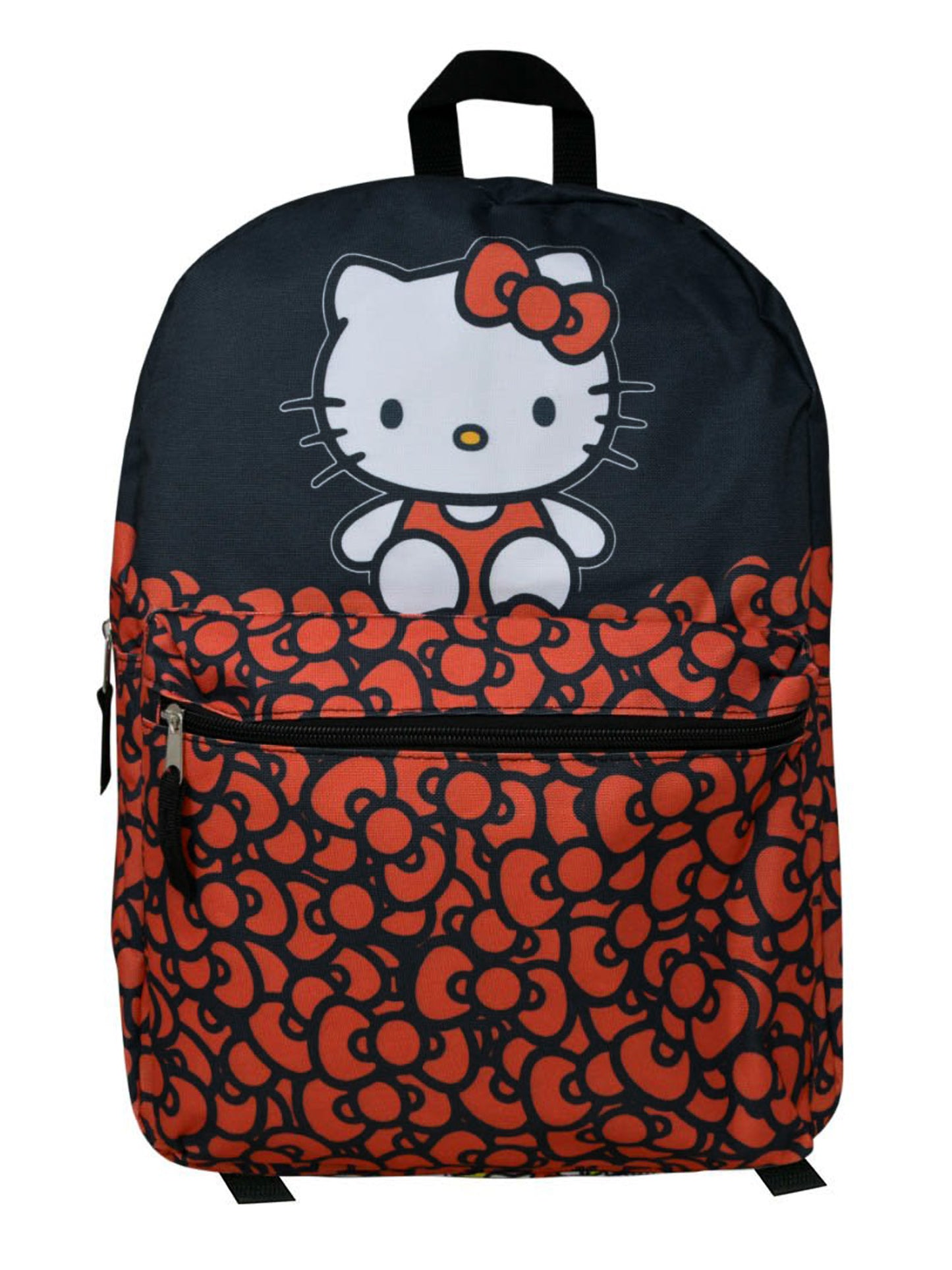 Hello Kitty Backpack 16" Sanrio Red Bows Girls Black