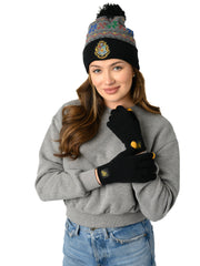 Adult Harry Potter Beanie Hat with Gloves Touch Screen Women's Knit Hogwarts Set
