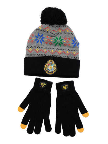 Adult Harry Potter Beanie Hat with Gloves Touch Screen Women's Knit Hogwarts Set