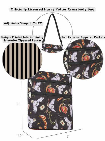 Harry Potter Passport Bag Travel Crossbody Purse Gryffindor Hedwig