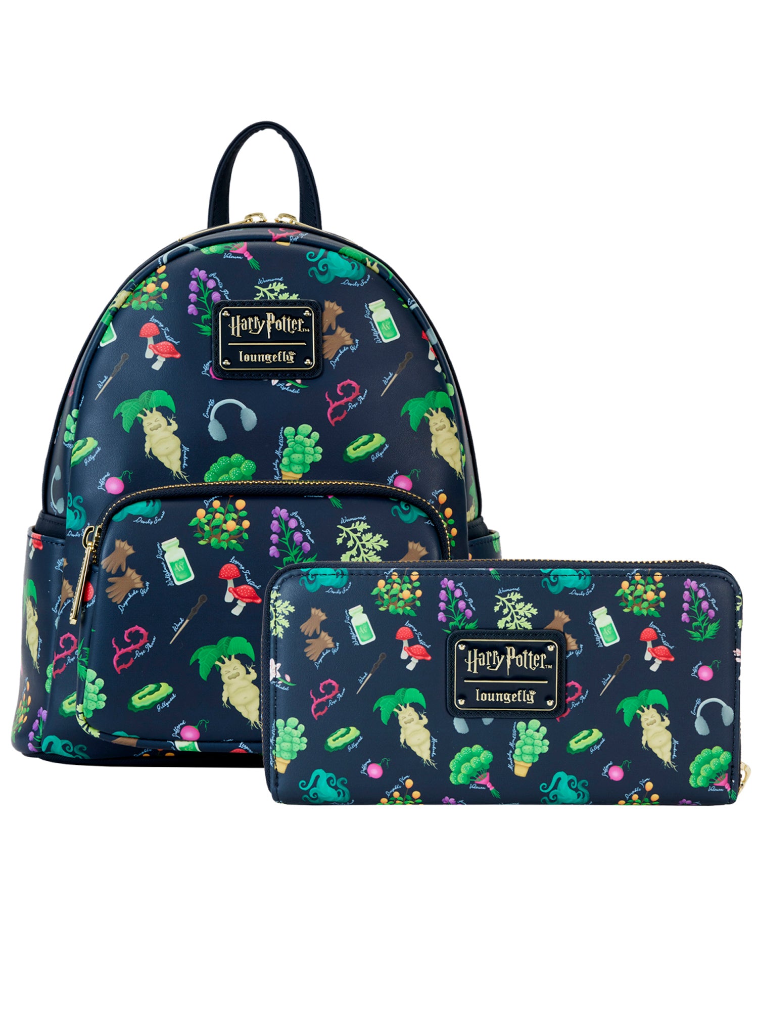 Loungefly x Harry Potter Herbology Mini Backpack & Zip Around Wallet S – Open and Clothing