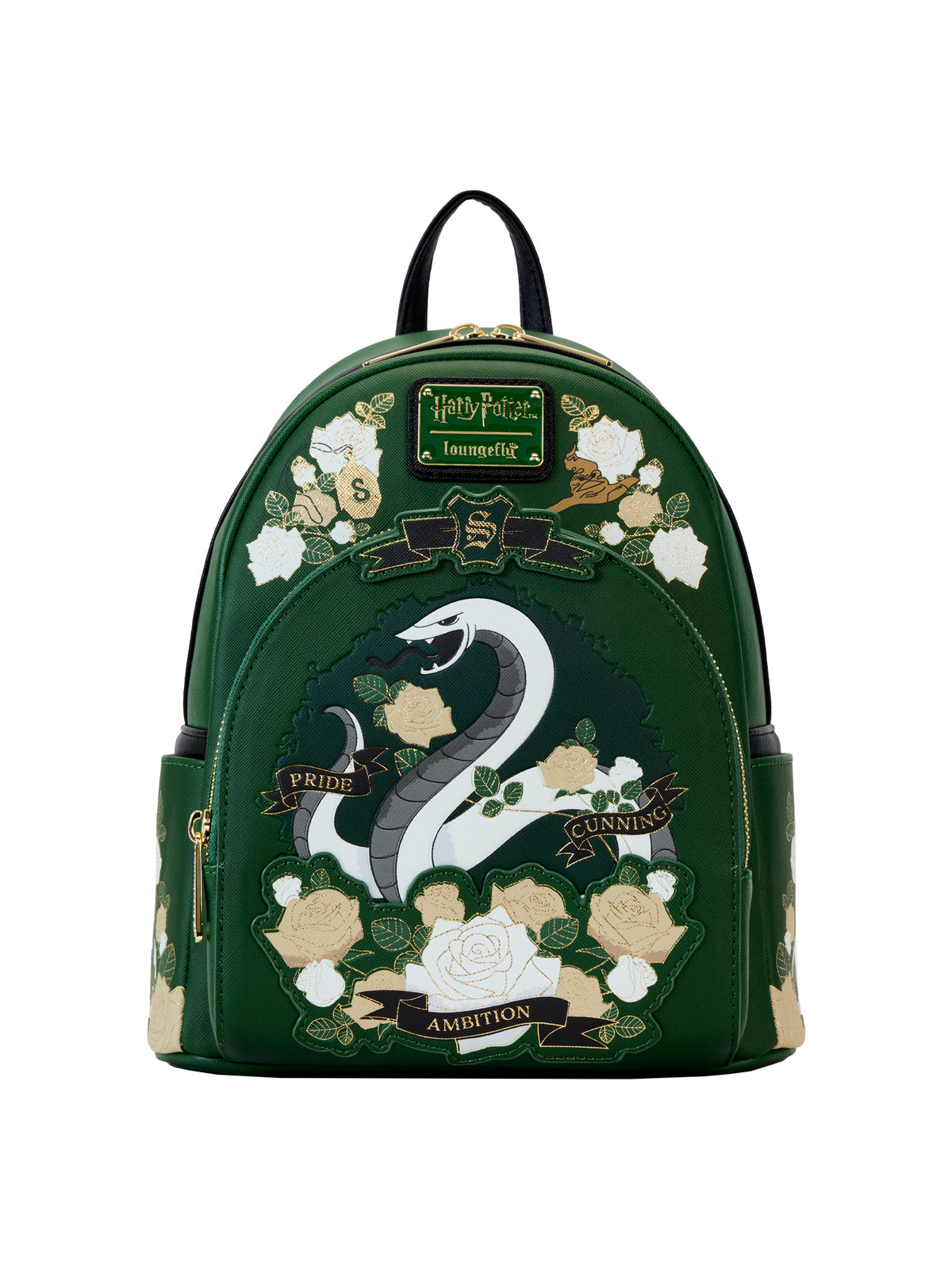 Loungefly Green and Black Slytherin Tattoo Snake Backpack with Wallet Slytherin Tattoo Harry Potter Loungefly Mini Backpack | Get  main image 2