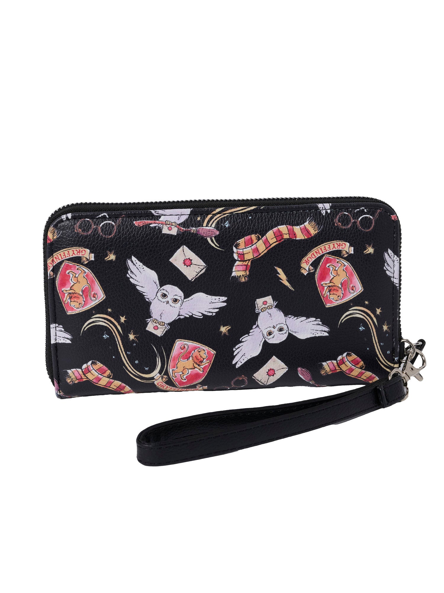 Women's Harry Potter Icons Black Zip Around Wallet All-Over Print Wristlet