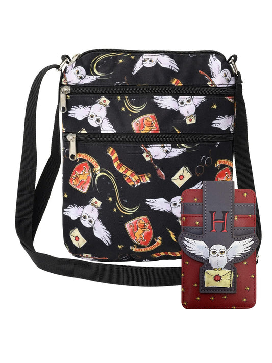 Harry Potter Crossbody Purse &  Hedwig Owl Card Holder Wallet 2 Piece Gift Set