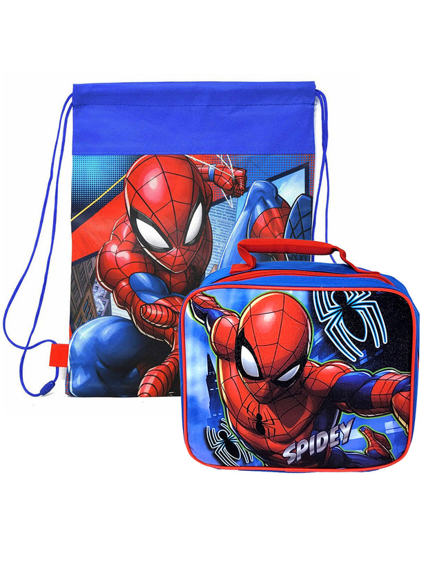Spider-Man Insulated Lunch Bag Spidey Logo w/ Marvel Non-Woven Sling Bag Set