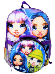 Rainbow High Backpack 16" w/ Detachable Insulated Round Lunch Bag Jade Violet