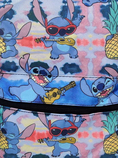 Disney Lilo & Stitch Backpack 16" All-Over Print Ukulele w/ Front Pocket