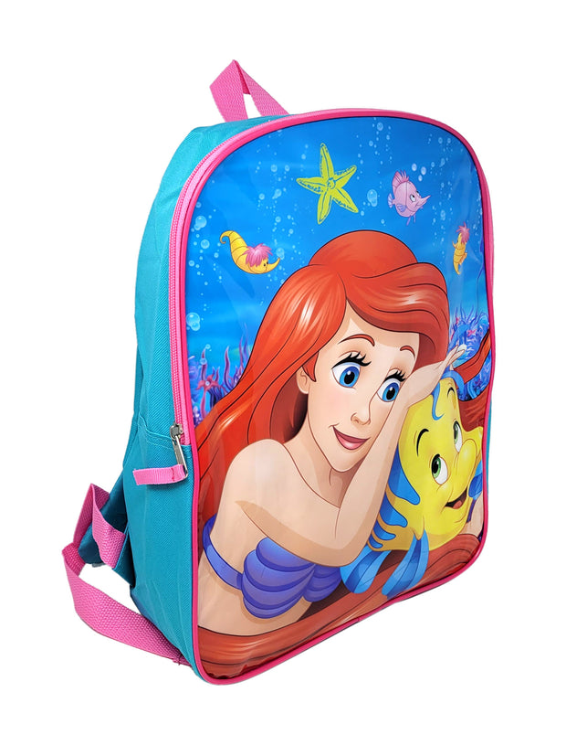 The Little Mermaid 15" Backpack Disney Ariel Girls & Purple Insulated Lunch Bag